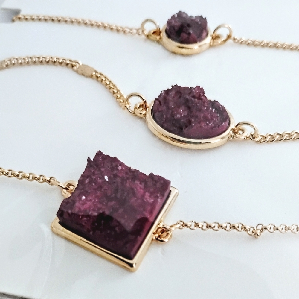 NWT! Elegant Gold and Purple Bracelet Set